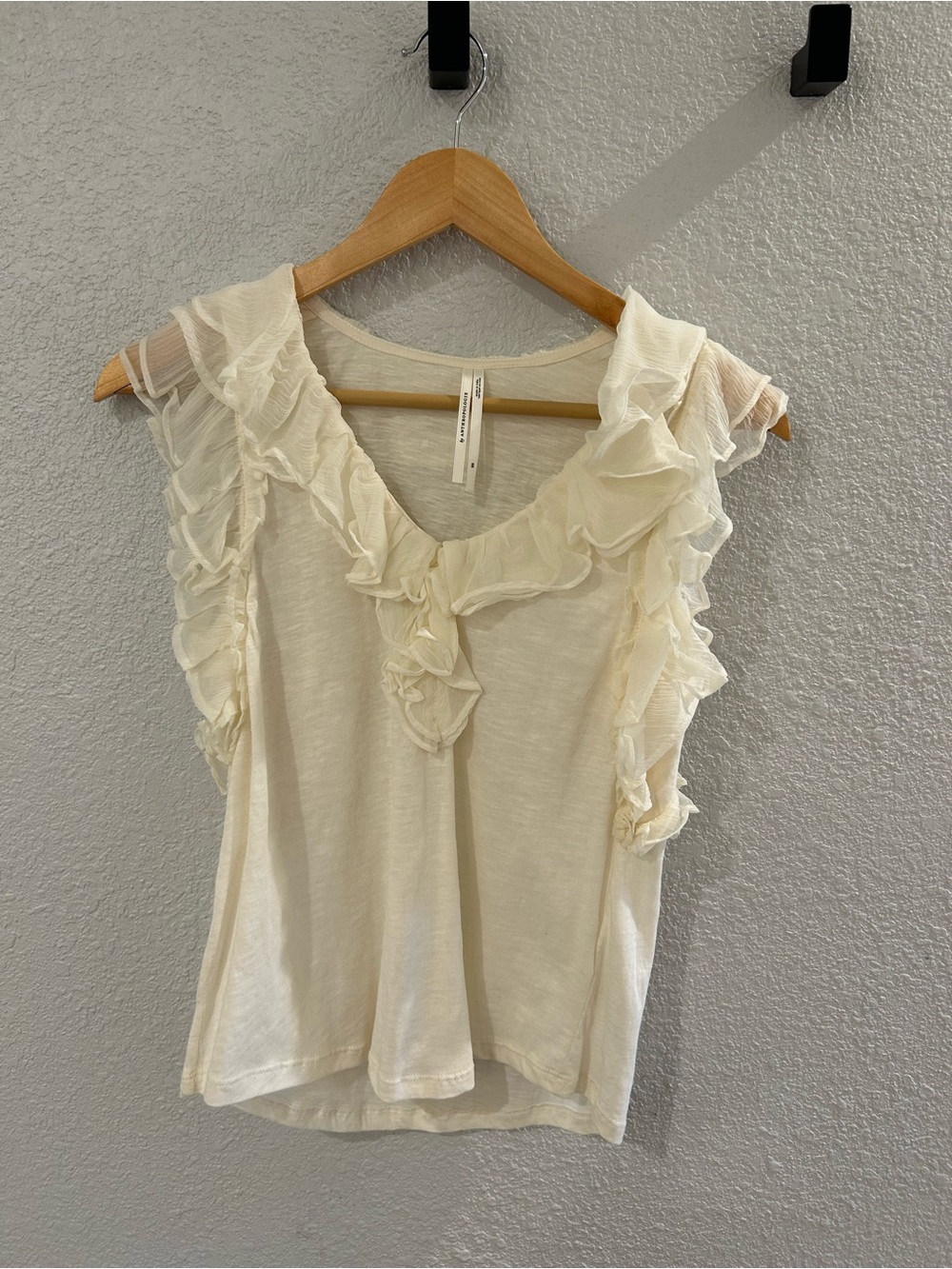 Anthropologie Ivory Ruffle V-Neck Camisole